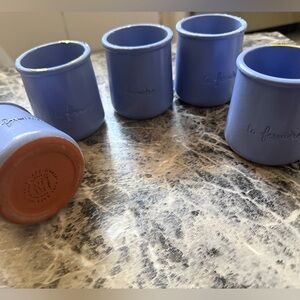 5 La Fermière Blue Ceramic Yogurt Jars